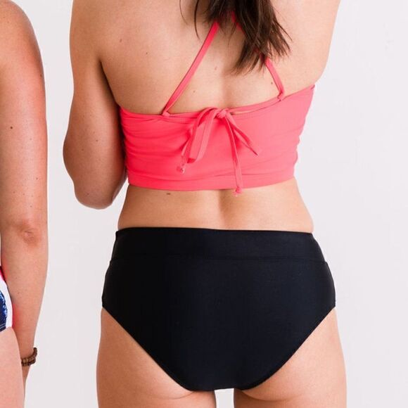 NWT MidRise Full Coverage Briefs Bikini Swim Bottom in Black - Picture 6 of 13